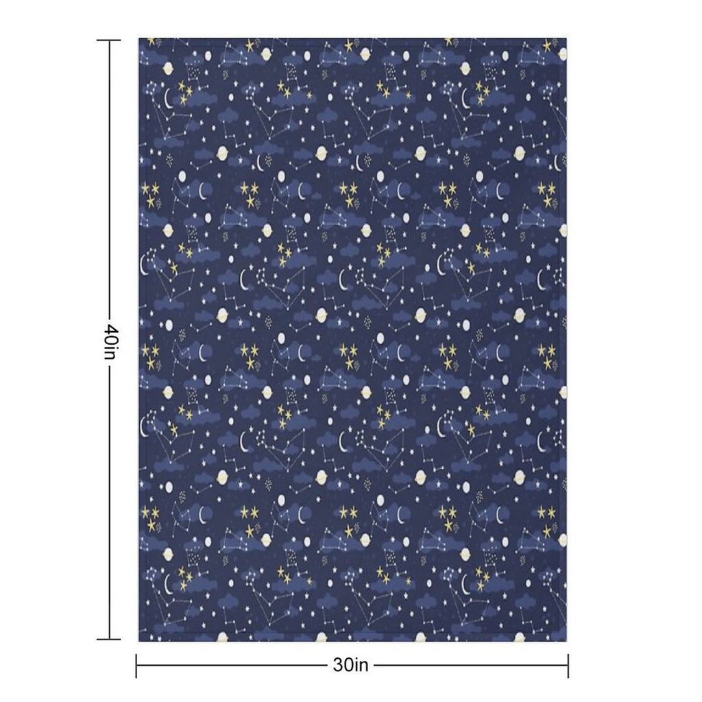 Galaxy - Cosmos, Moon And Stars. Astronomy Pattern. Cute Cartoon Universe Design. Multi-functional Throw Blanket