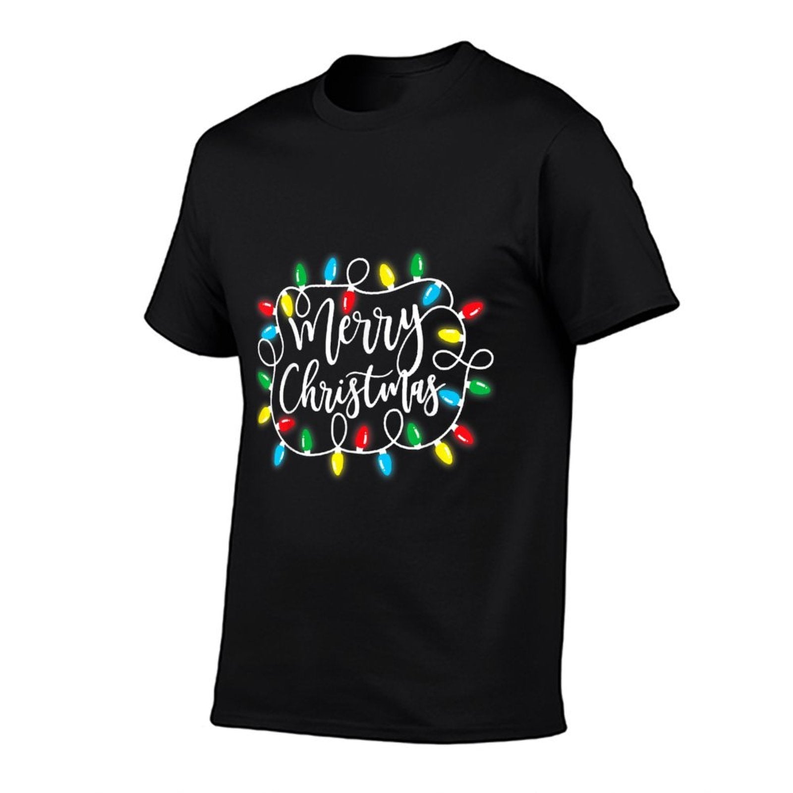 Merry Christmas Lights Xmas Family Matching Pajama Men Women  High-quality Stitching T-Shirt