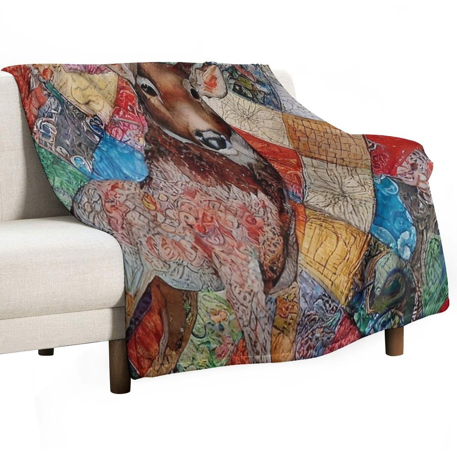 Rustic Deer Simulated Quilt Pattern Machine-washable Throw Blanket