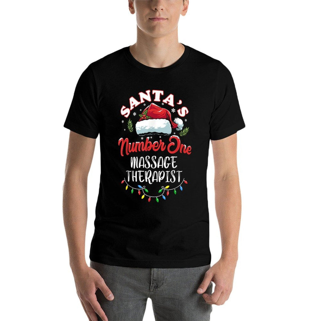Masseuse Christmas Gift Santas Number One Massage Therapist  Polyester Blend T-Shirt