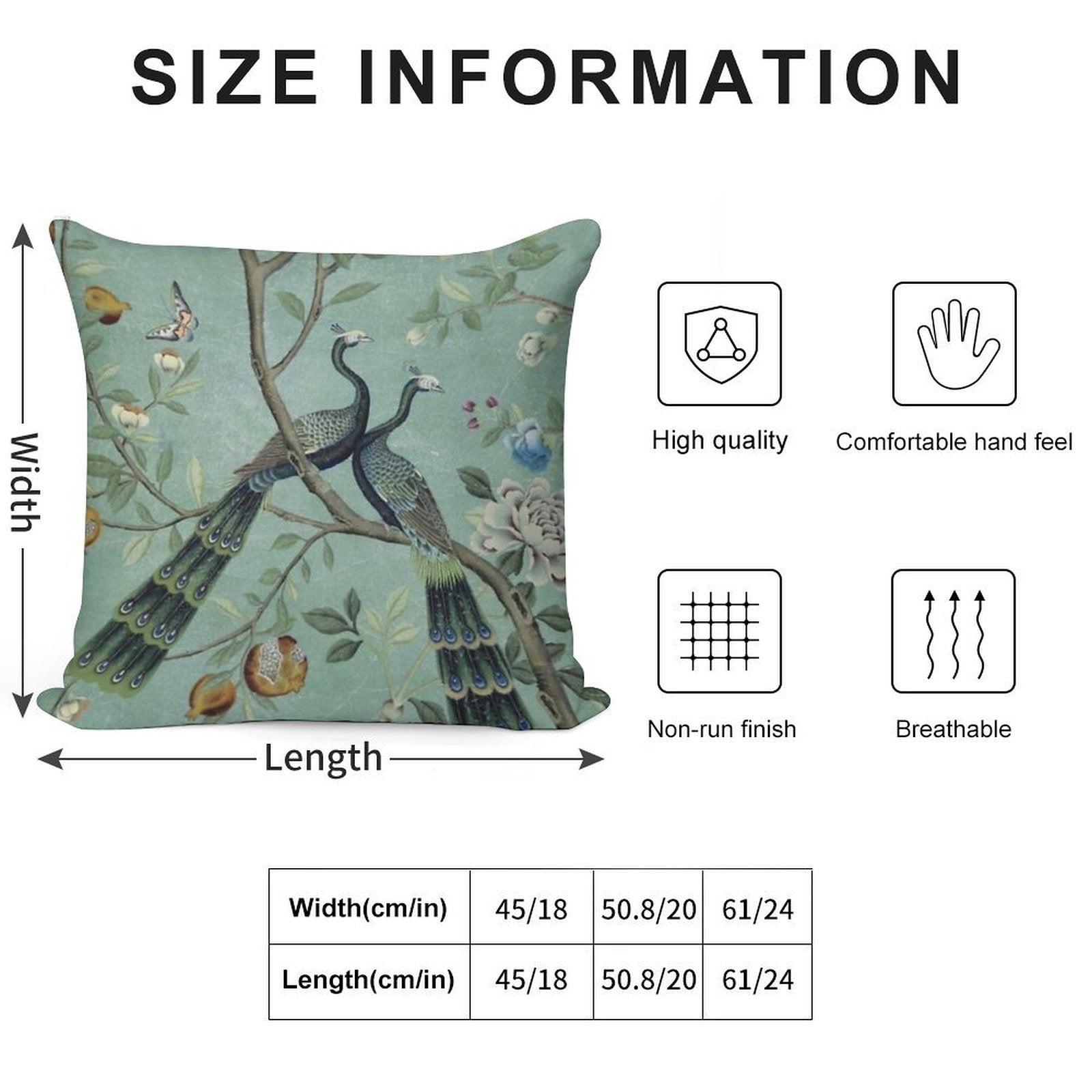 A Teal of Two Birds Chinoiserie Soft Multiple Sizes Throw Pillow