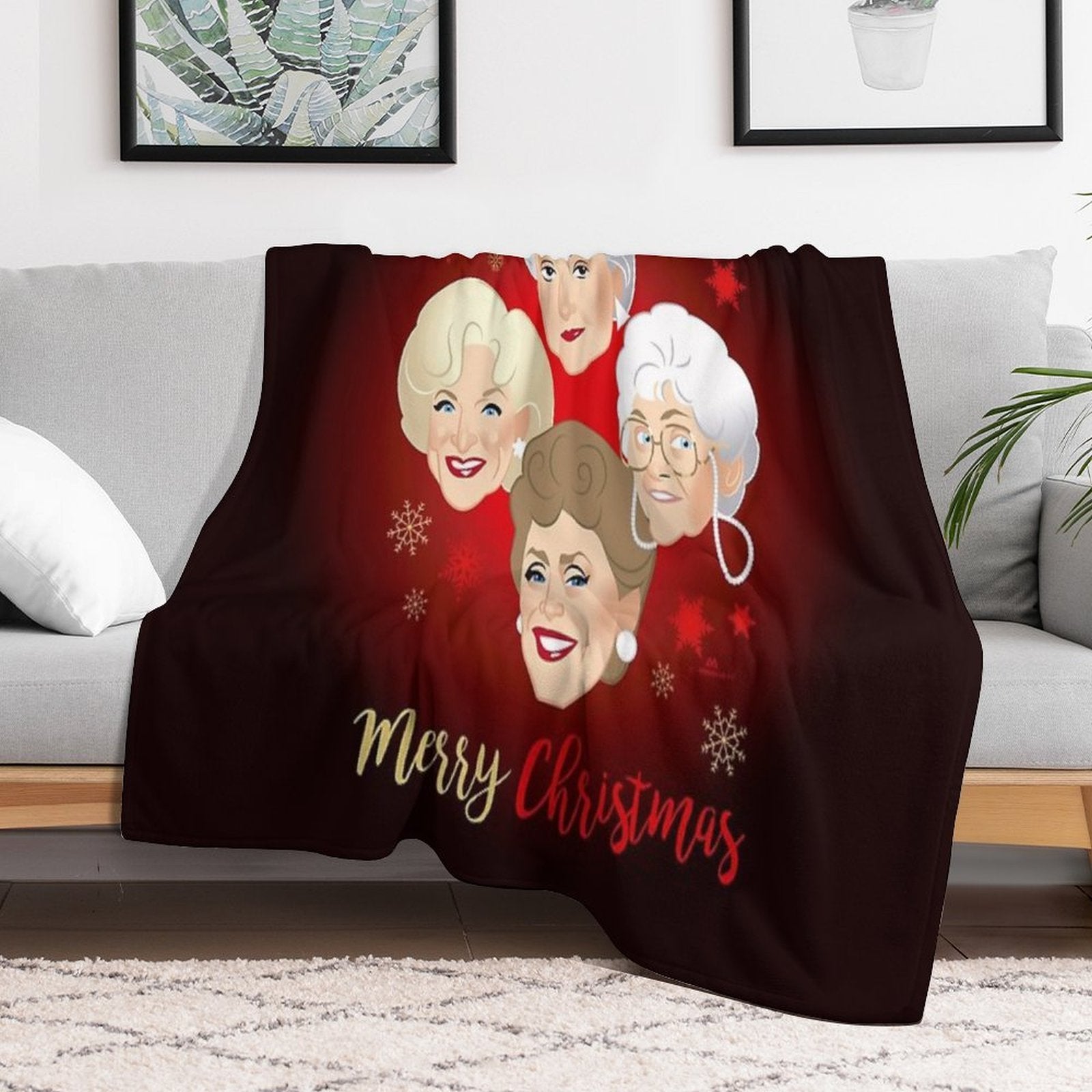 Golden Christmas Easy Care Throw Blanket