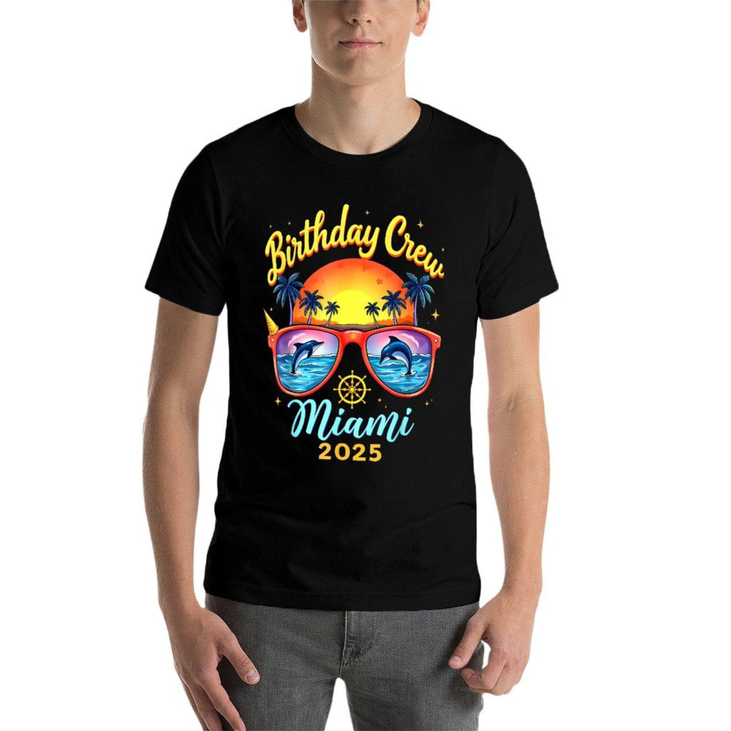 Birthday Crew Vacation Miami 2025 Party Matching Cruise  Moisture-wicking T-Shirt