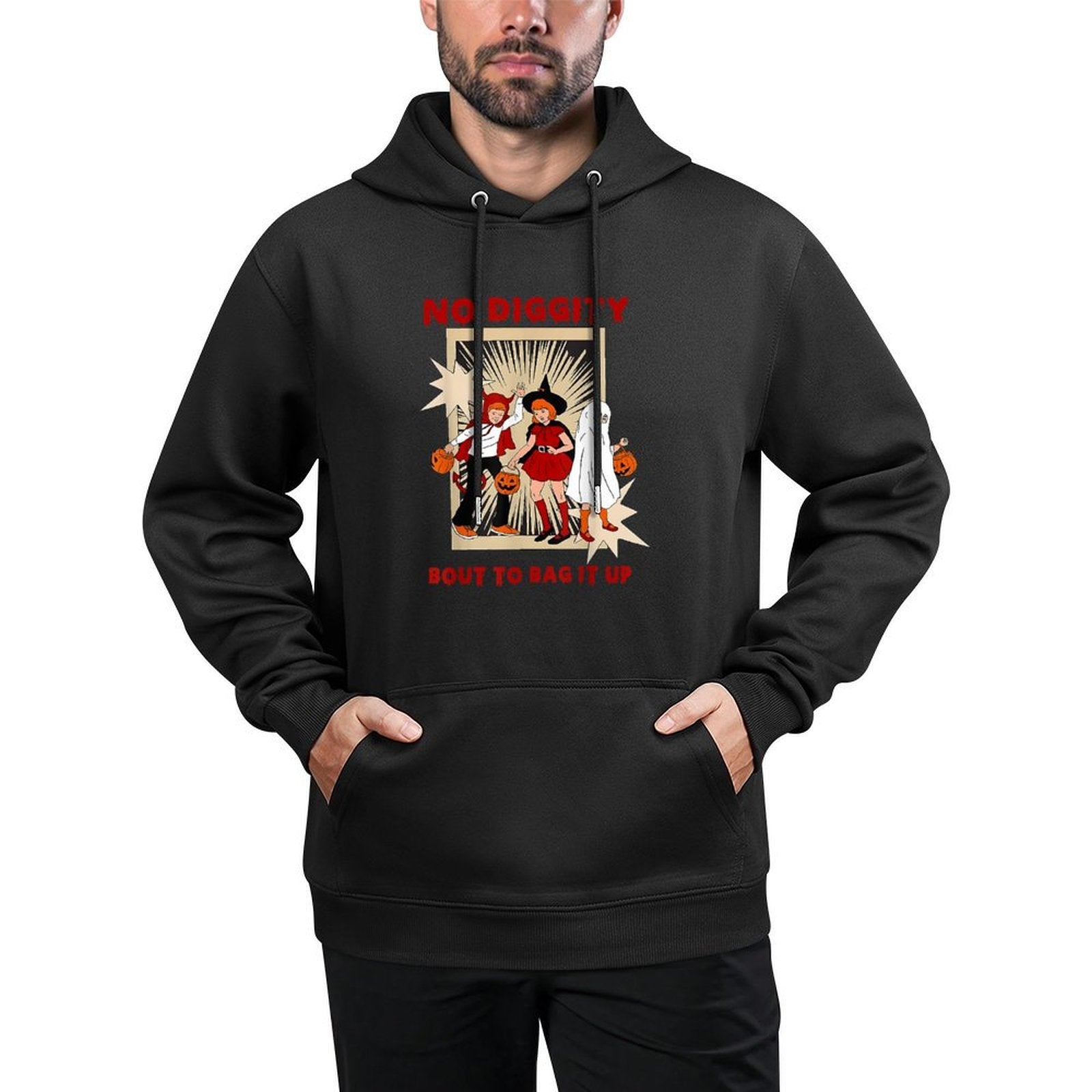 No Diggity Bout to Bag It Up Vintage Halloween Women Kids Adjustable Hood Hoodie