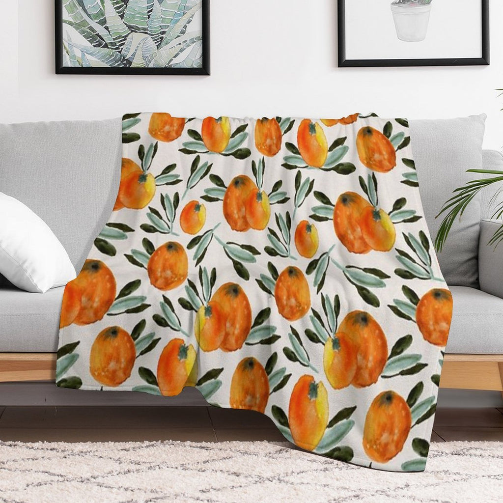 Sunny Orange Sustainable Throw Blanket