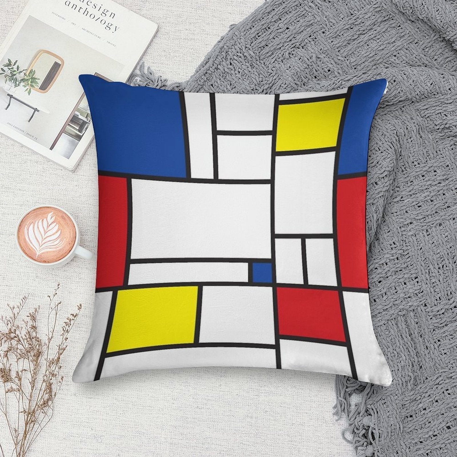 Mondrian Minimalist De Stijl Modern Art II © Fatfatin Soft Warmth Comfort Throw Pillow