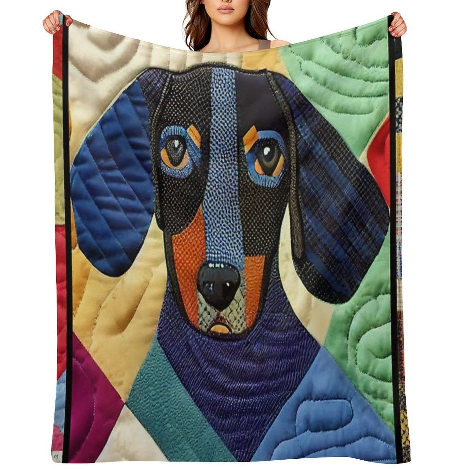 Dachsund Patchwork Quilt Durable Throw Blanket