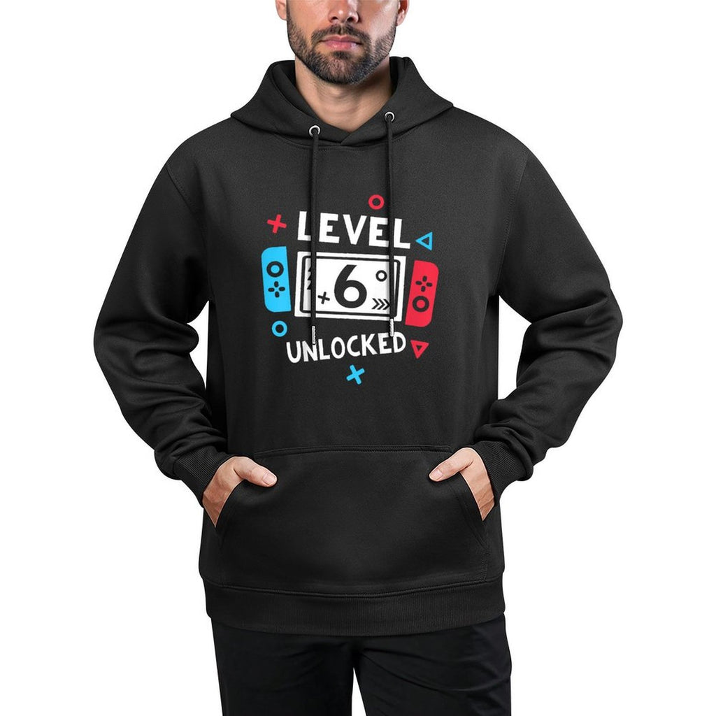 Kids 6th Birthday Boy Level 6 Unlocked Video Game Party Medium-Weight Fabric Hoodie