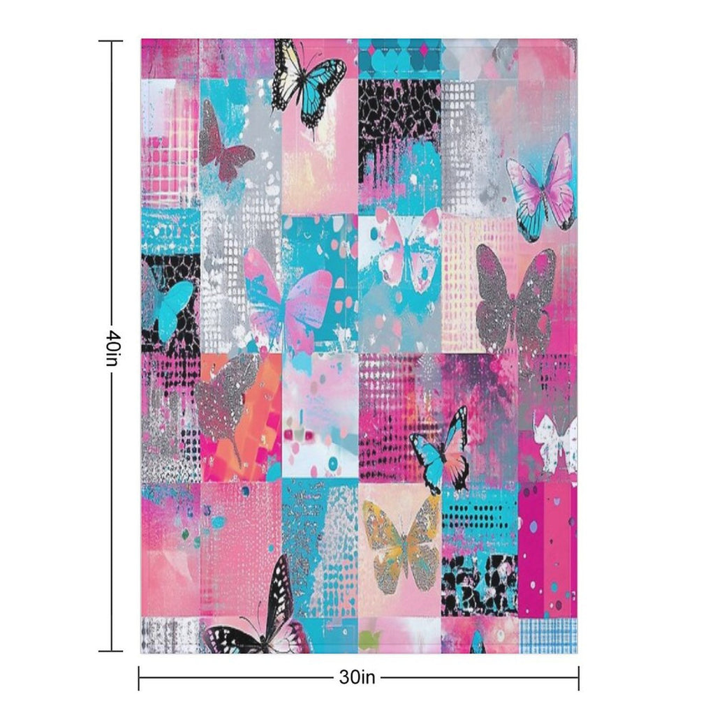 Y2K Hot Pink Retro Butterflies Collage Durable Throw Blanket