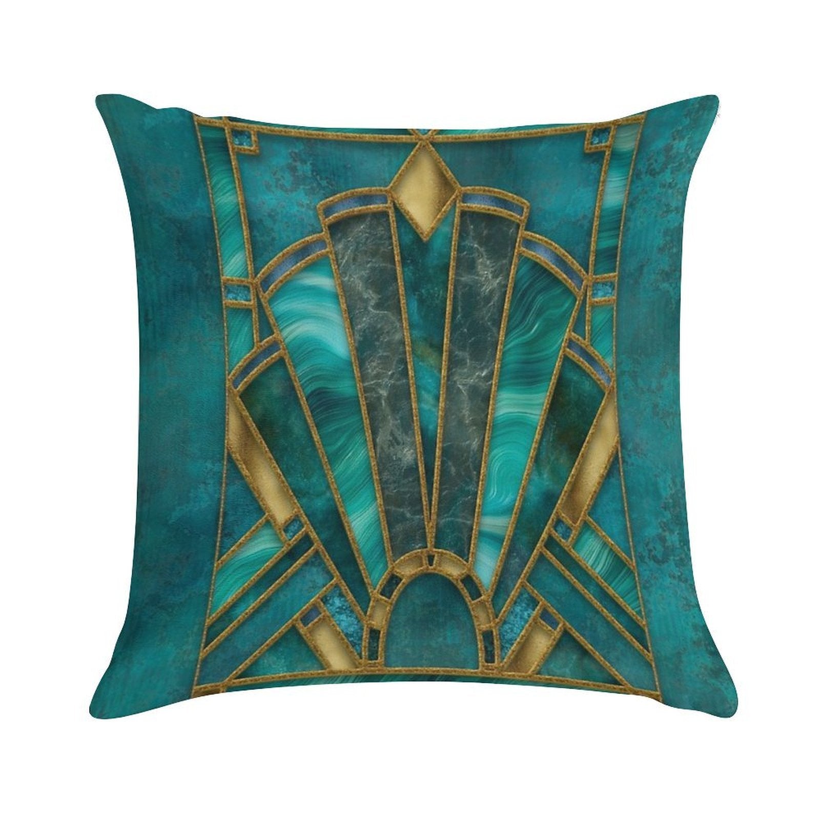 Elegant Stained Glass Art Deco Window With Marble And Gemstone Soft Washable Throw Pillow