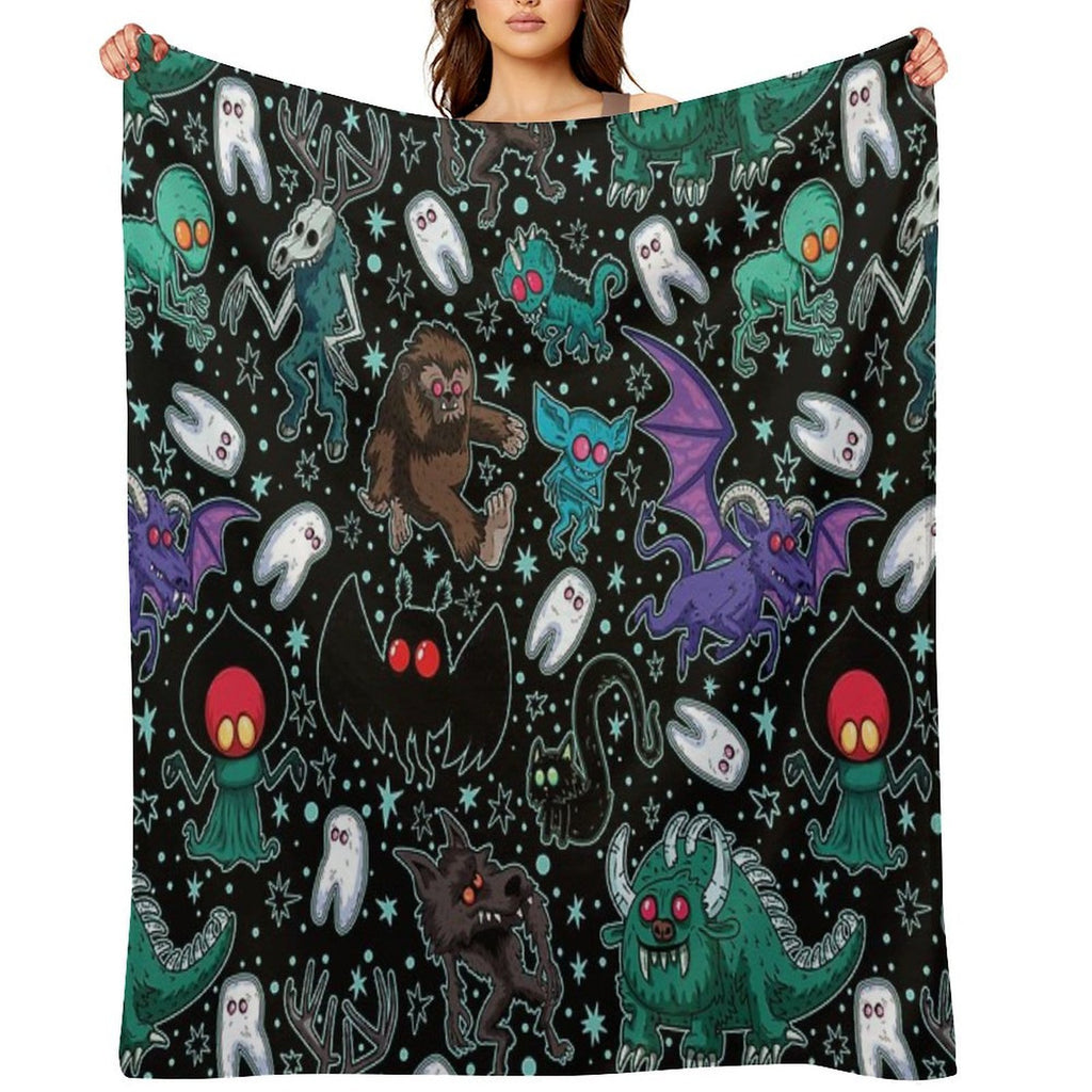 Cryptids Night Black Comfort Throw Blanket