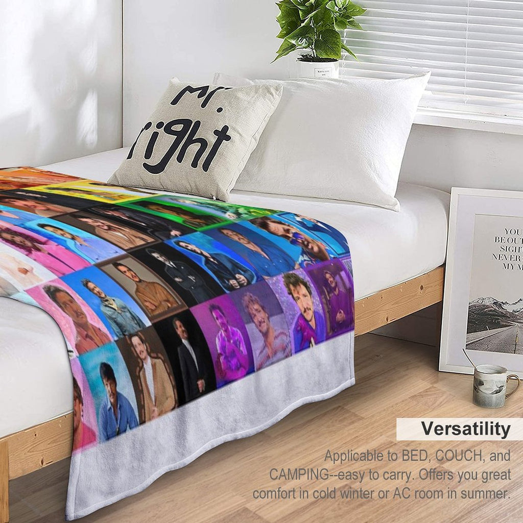 Pedro Pascal As The Progress Pride Flag Comfort Throw Blanket