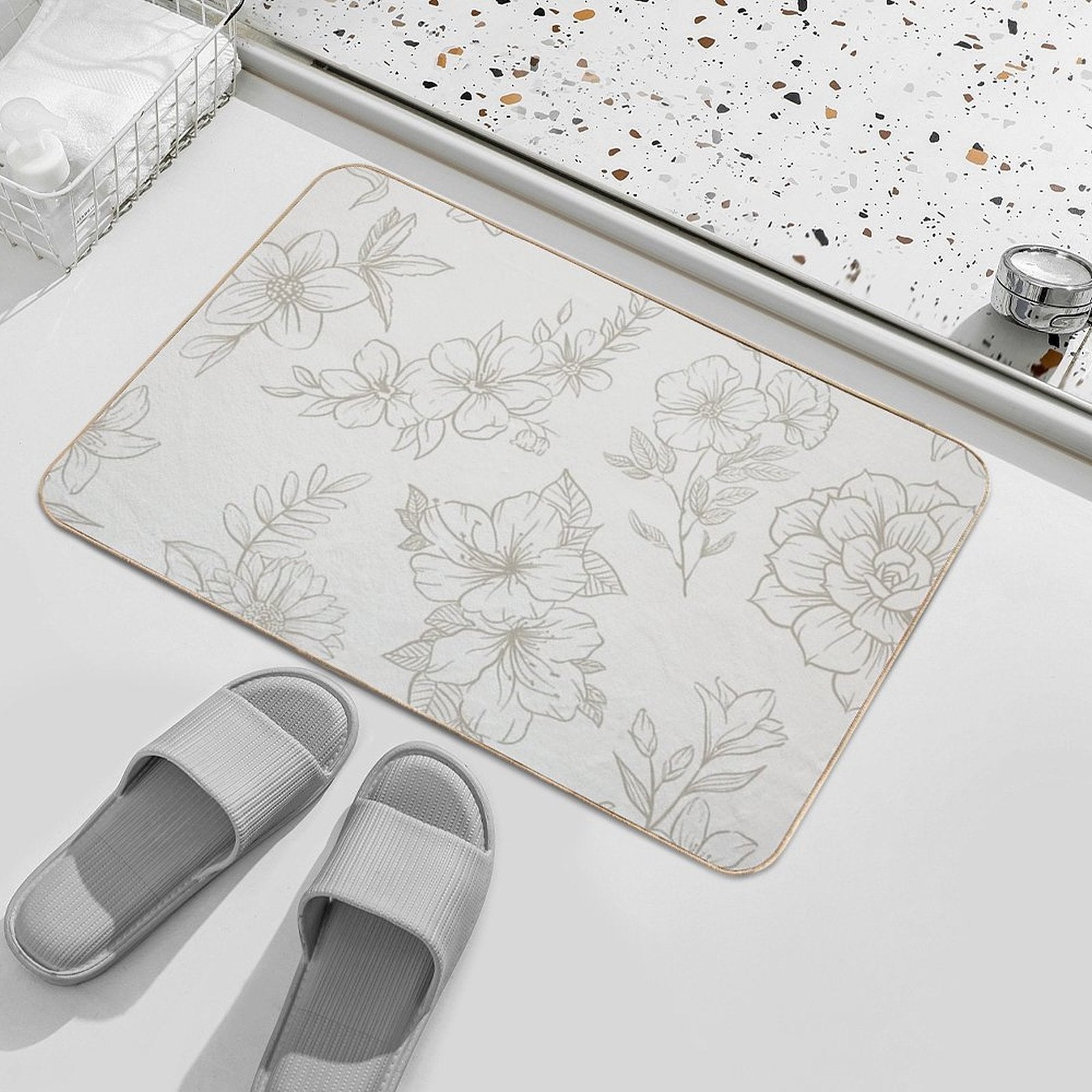 Vintage Floral Pattern  Stain-Proof Bath Mat