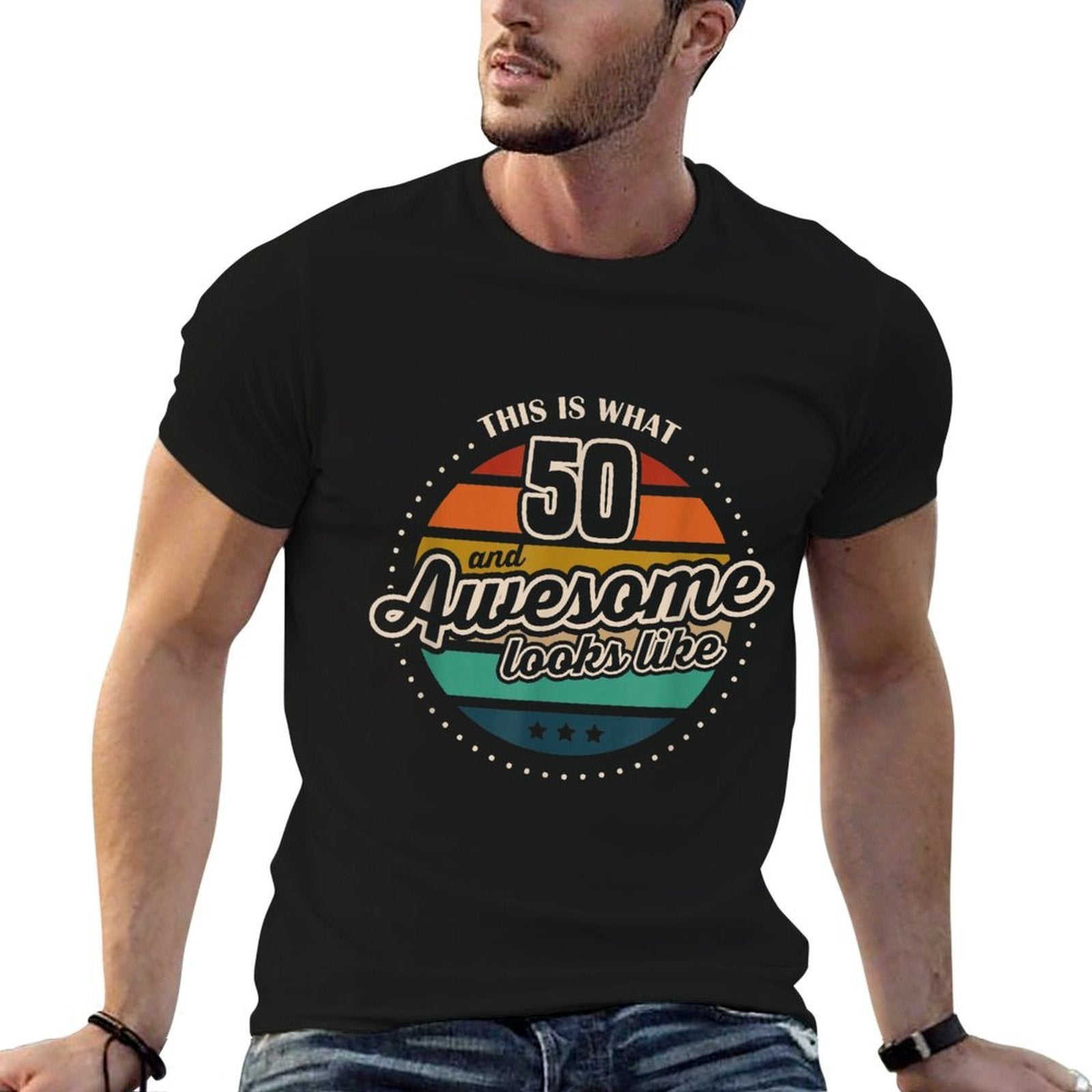This Is What 50 And Awesome Looks Like 50th Birthday  Tagless Design T-Shirt