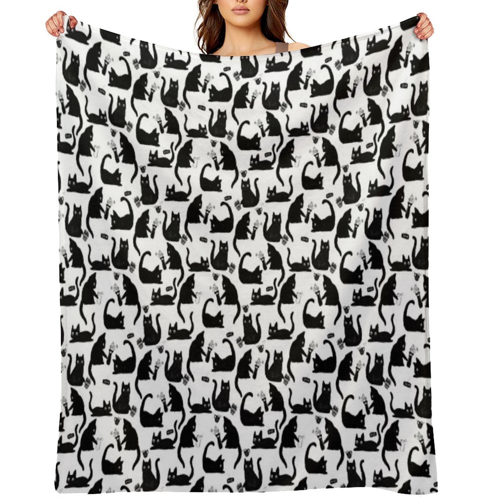 Bad Cats Knocking Stuff Over Sustainable Throw Blanket