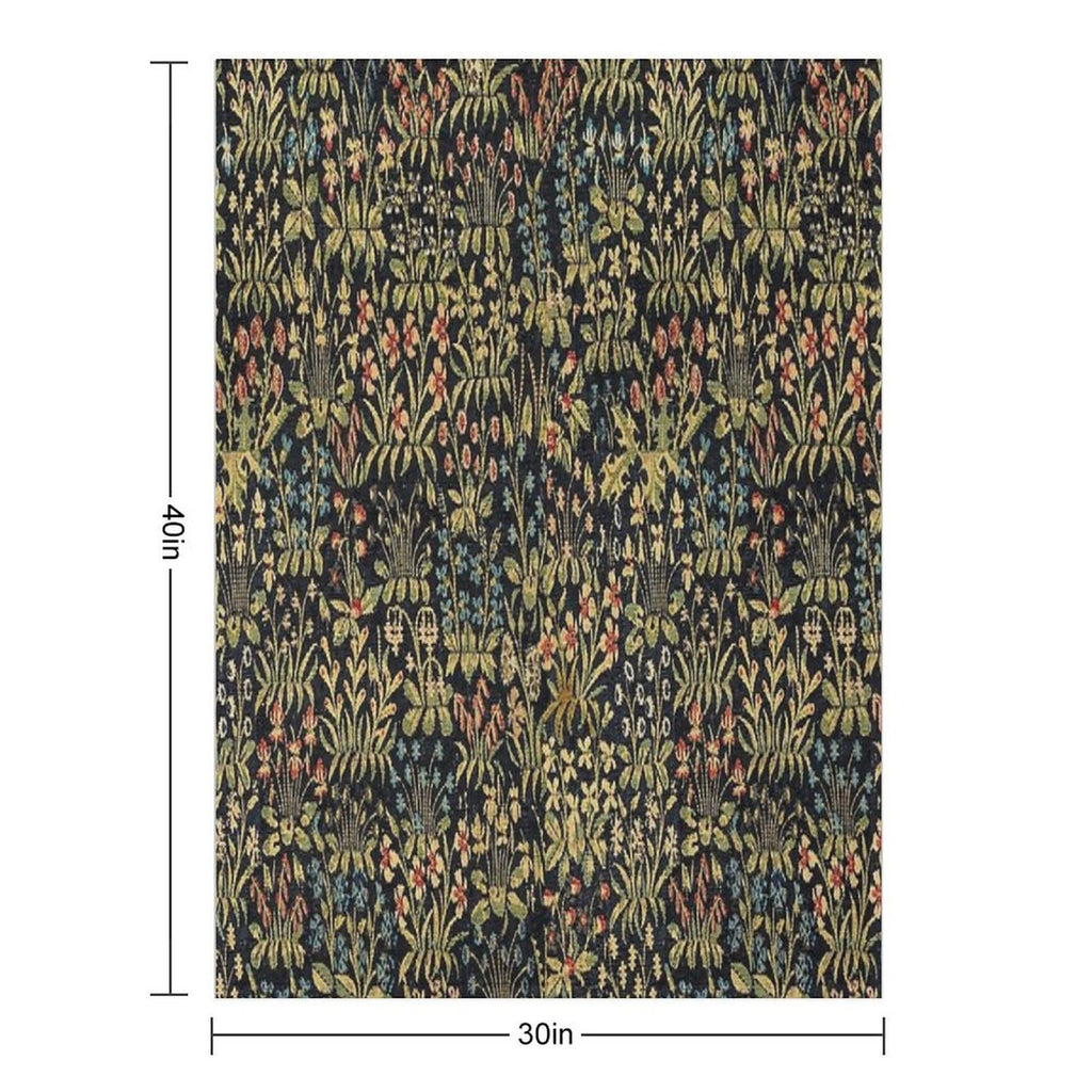 Medieval Gothic Fantasy Flowers Tapestry Floral Pattern Quick-dry Throw Blanket