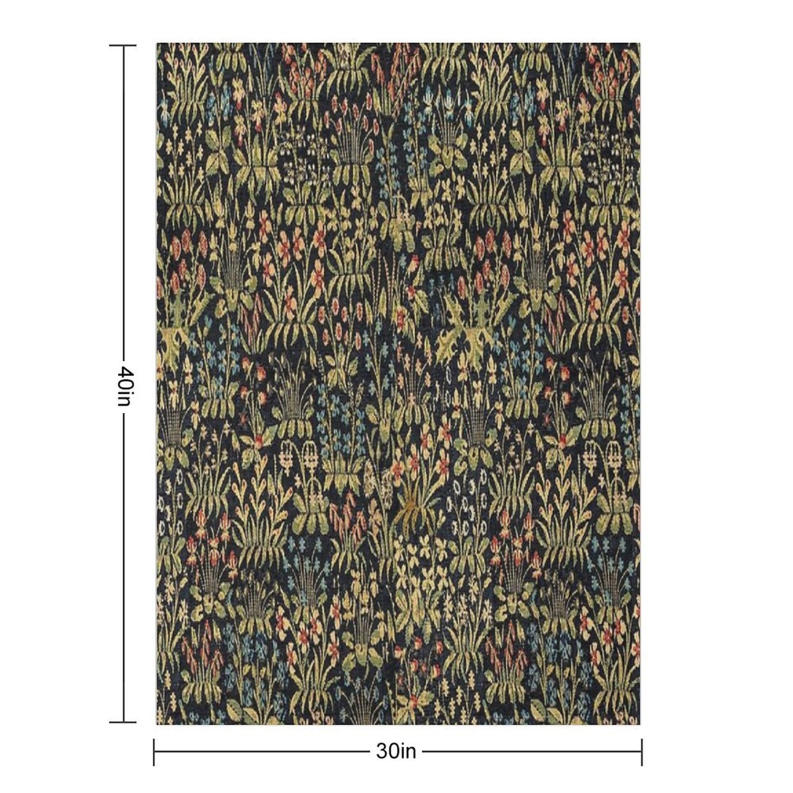 Medieval Gothic Fantasy Flowers Tapestry Floral Pattern Quick-dry Throw Blanket