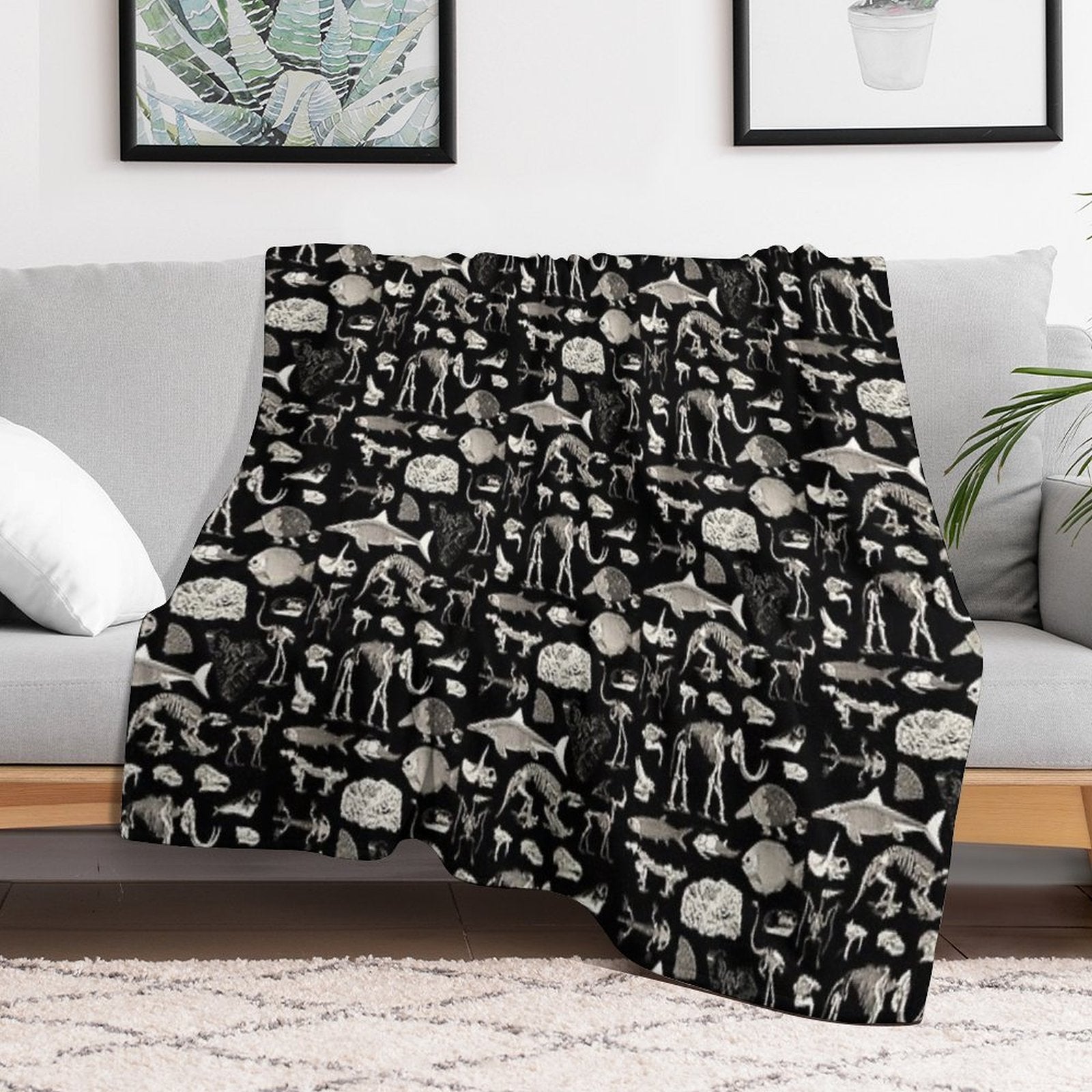 Paleontology Illustration Durable Throw Blanket