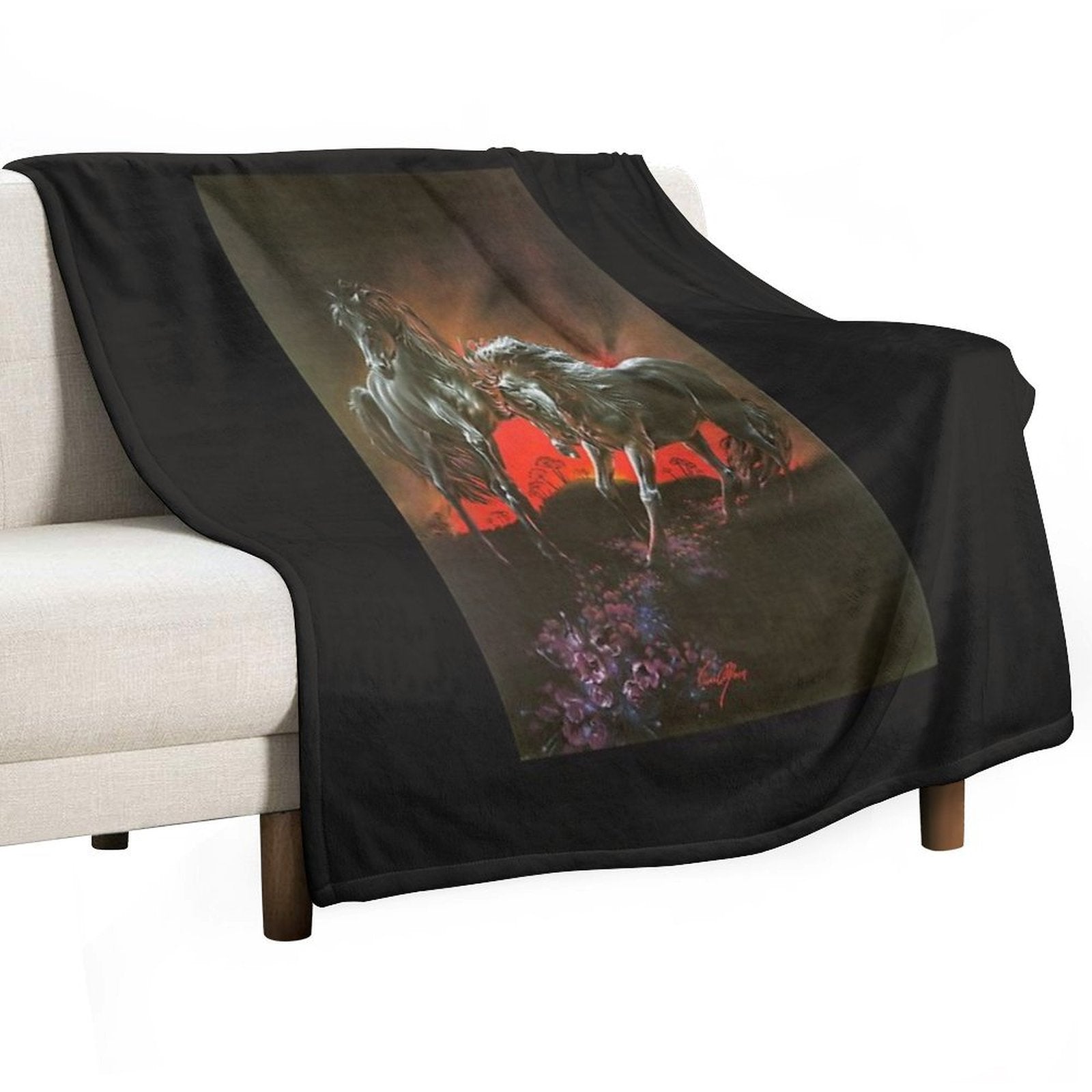 Dark Horses Durable Throw Blanket