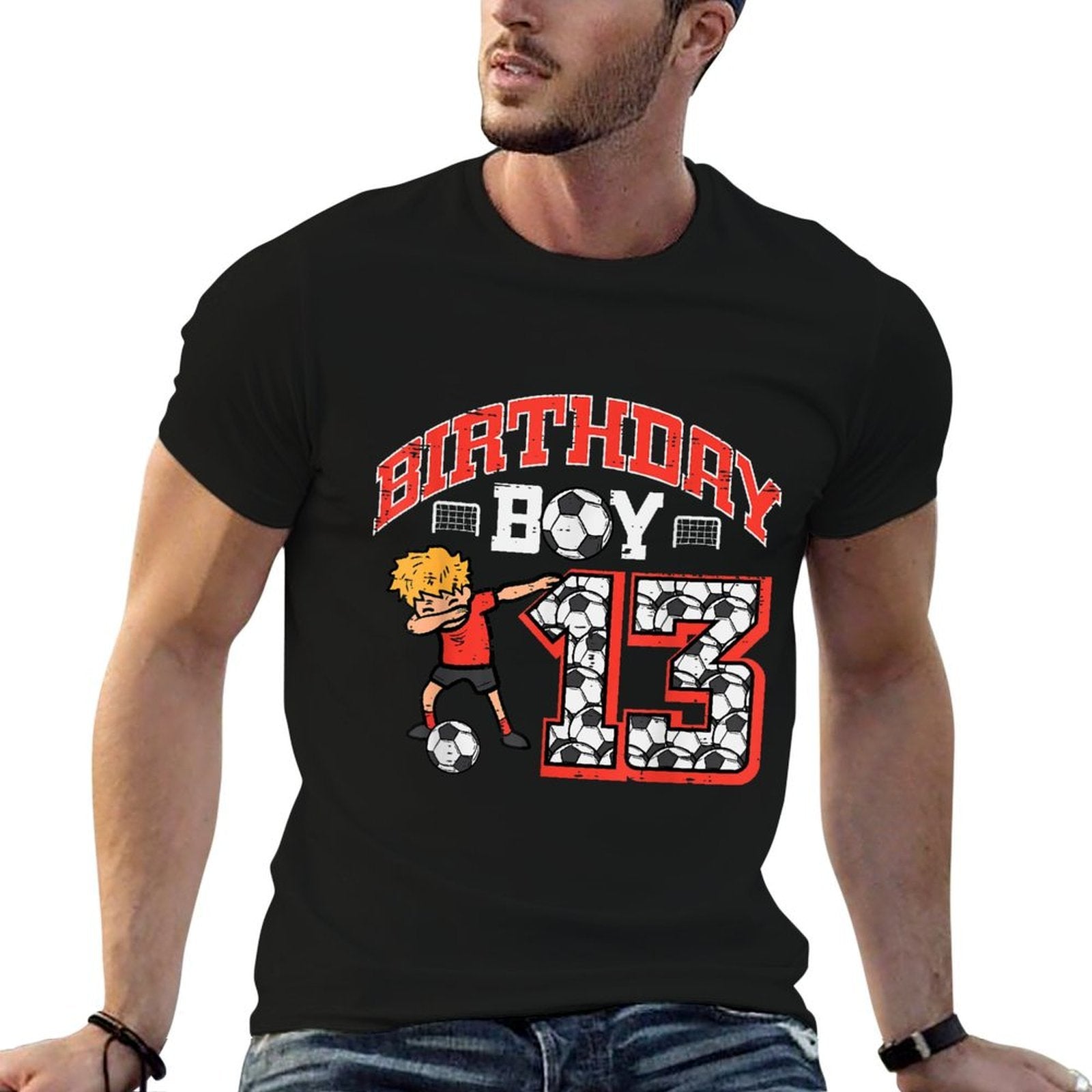 Birthday Boy 13 Soccer Dab 13th Year Old Bday Sport Boys  Graphic-printed T-Shirt