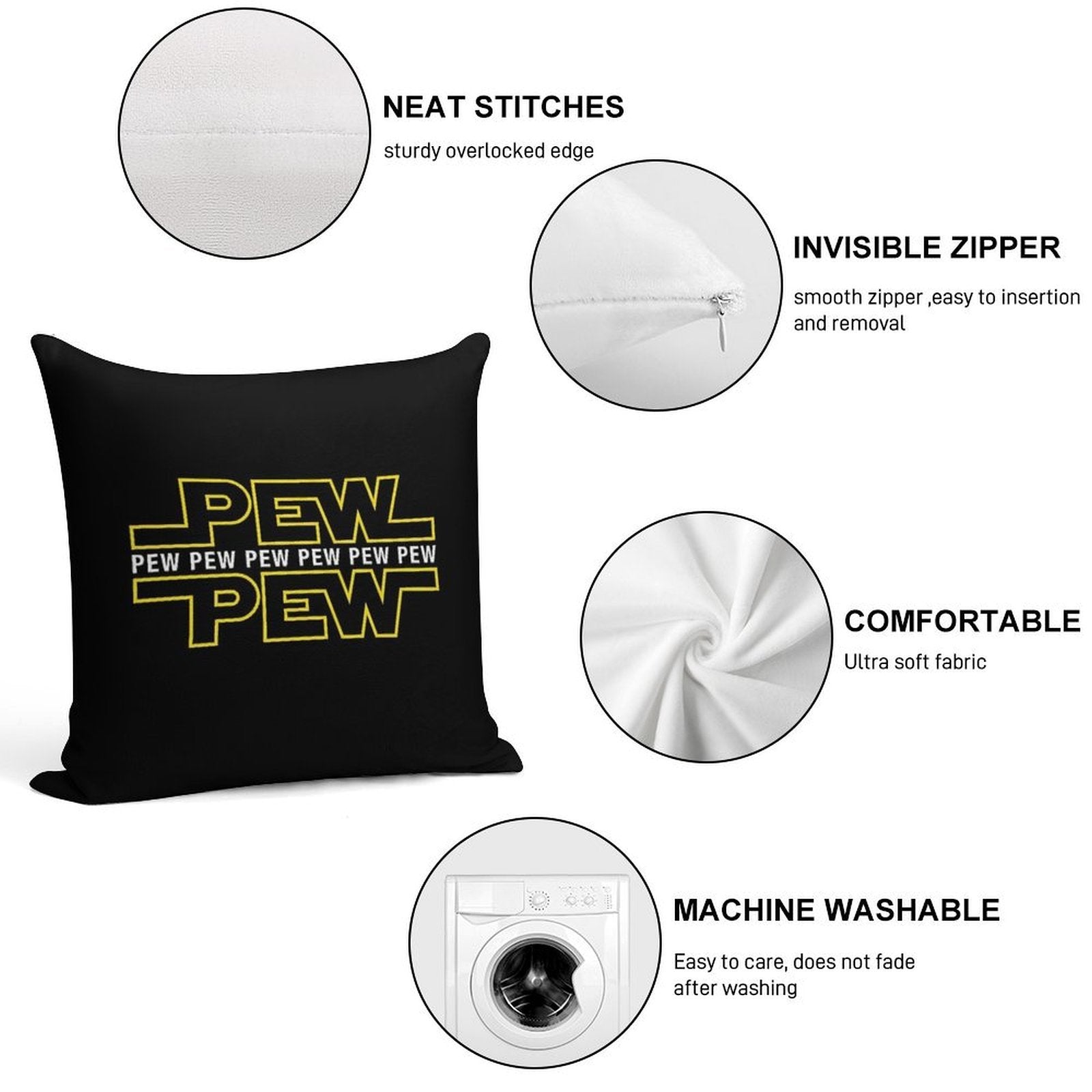 Pew Pew Pew Soft Gift Ready Throw Pillow