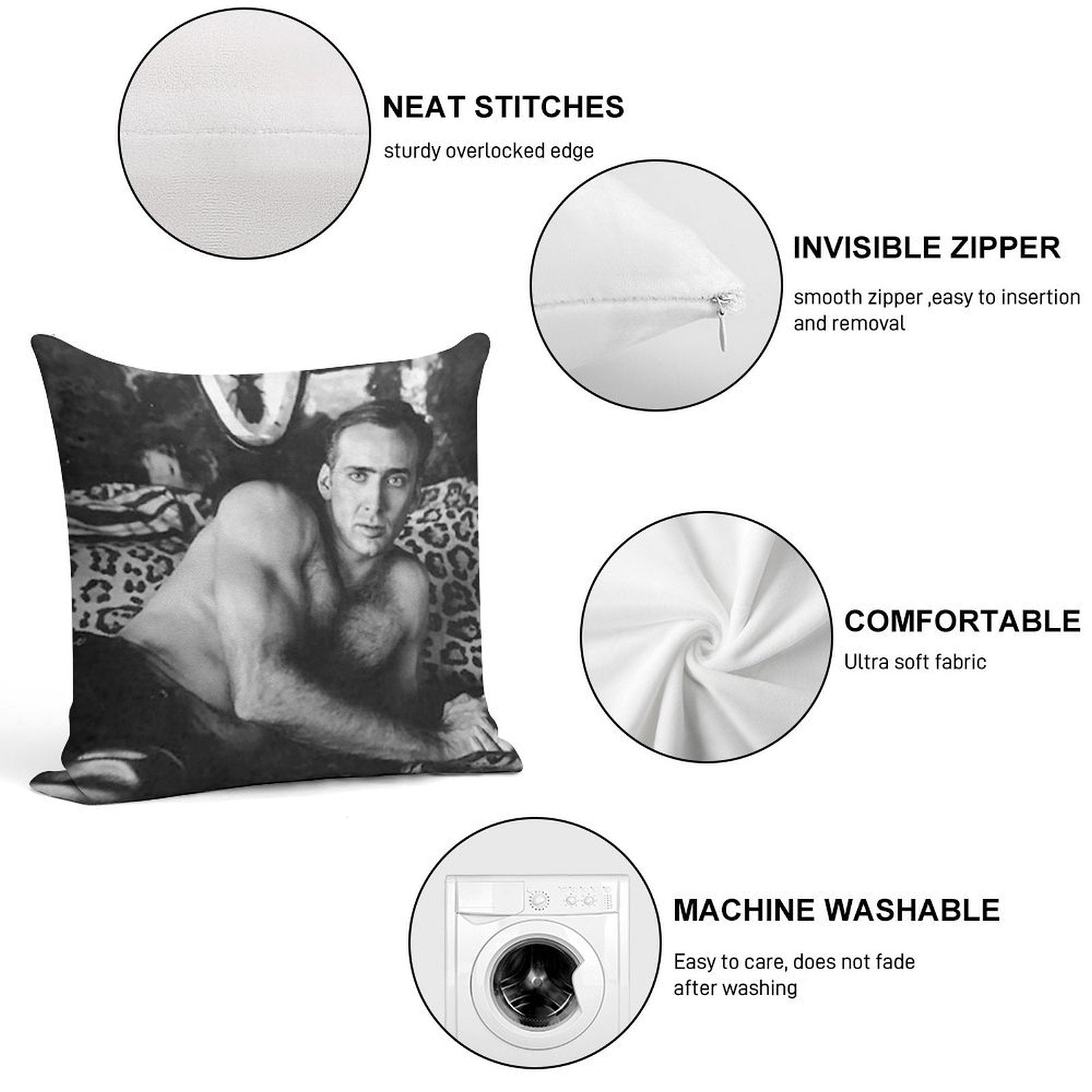 Hot Nicolas Cage Soft Bedroom Essential Throw Pillow