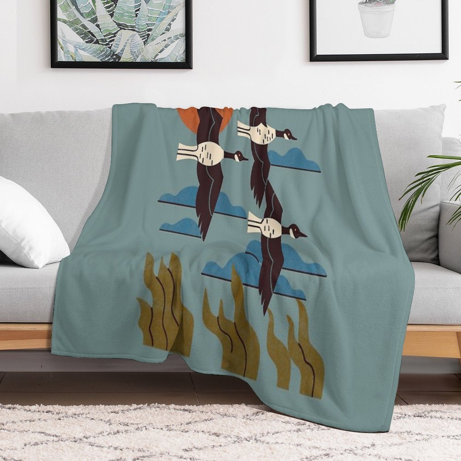 Geese Flying South Durable Throw Blanket