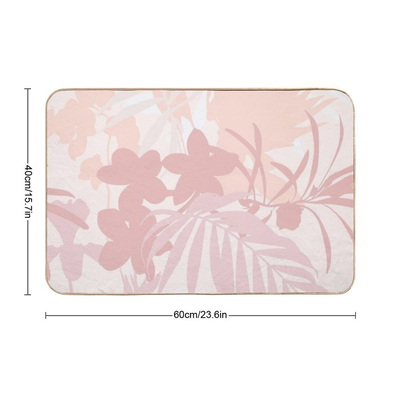 Tropical Flowers, Garden Flowers And Leaves.  Dirt-Trapping Bath Mat