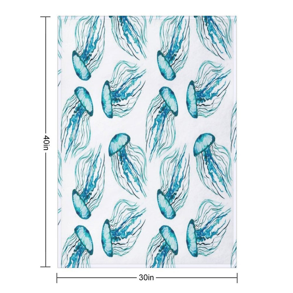 Watercolor Jellyfish Sustainable Throw Blanket