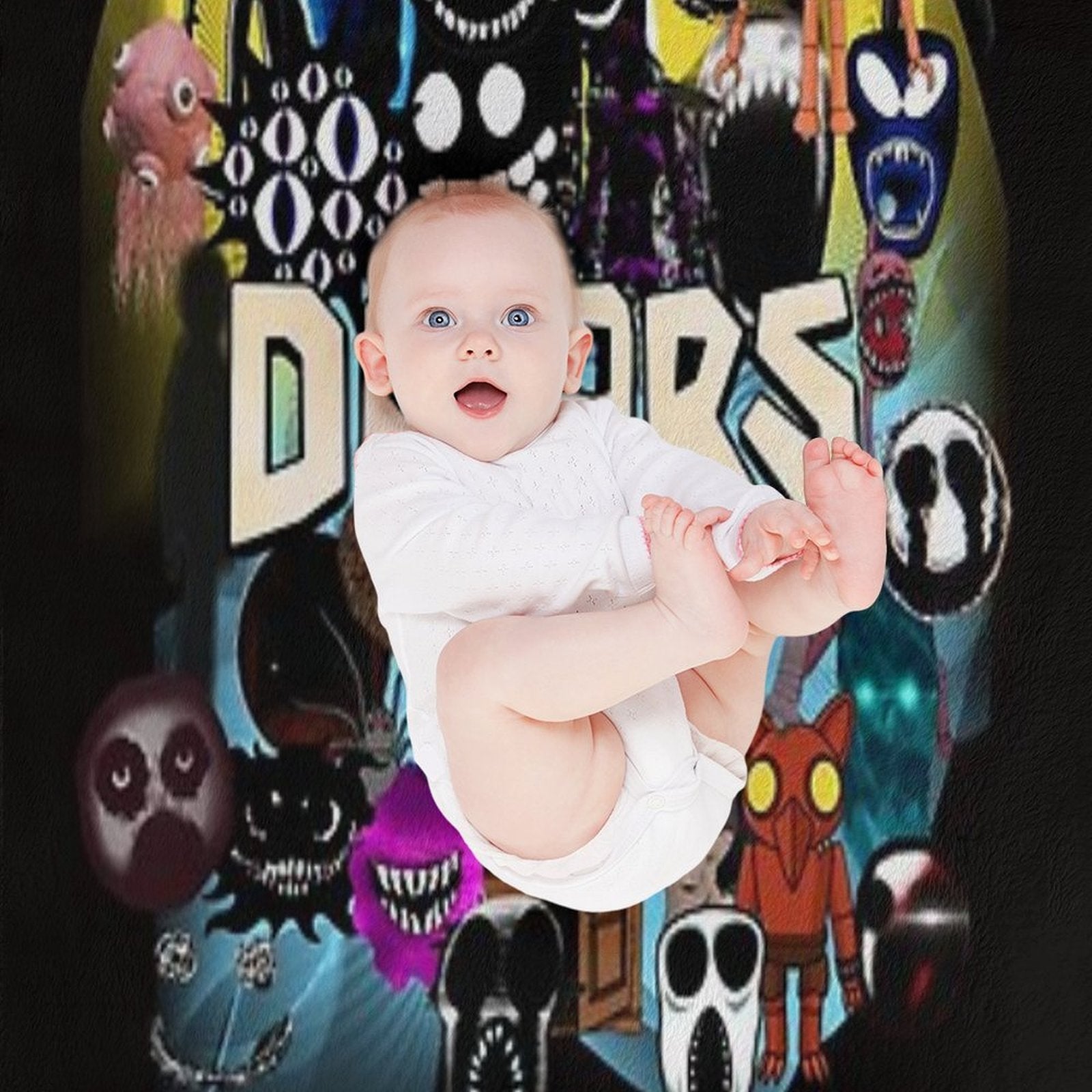 Doors All The Entities New Doors Game Update Multi-functional Throw Blanket