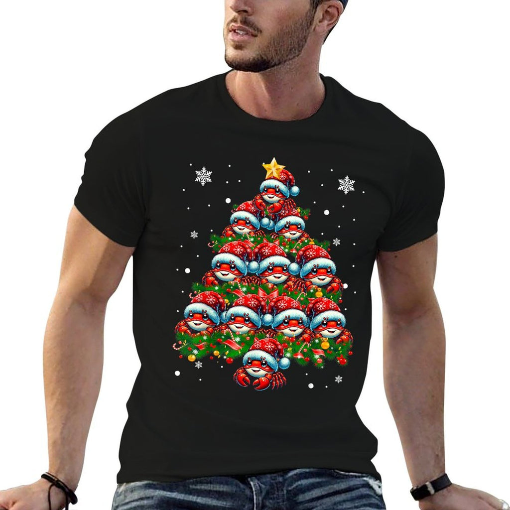 Crab Lighting Xmas Holiday Santa Crab Christmas Tree  Breathable T-Shirt