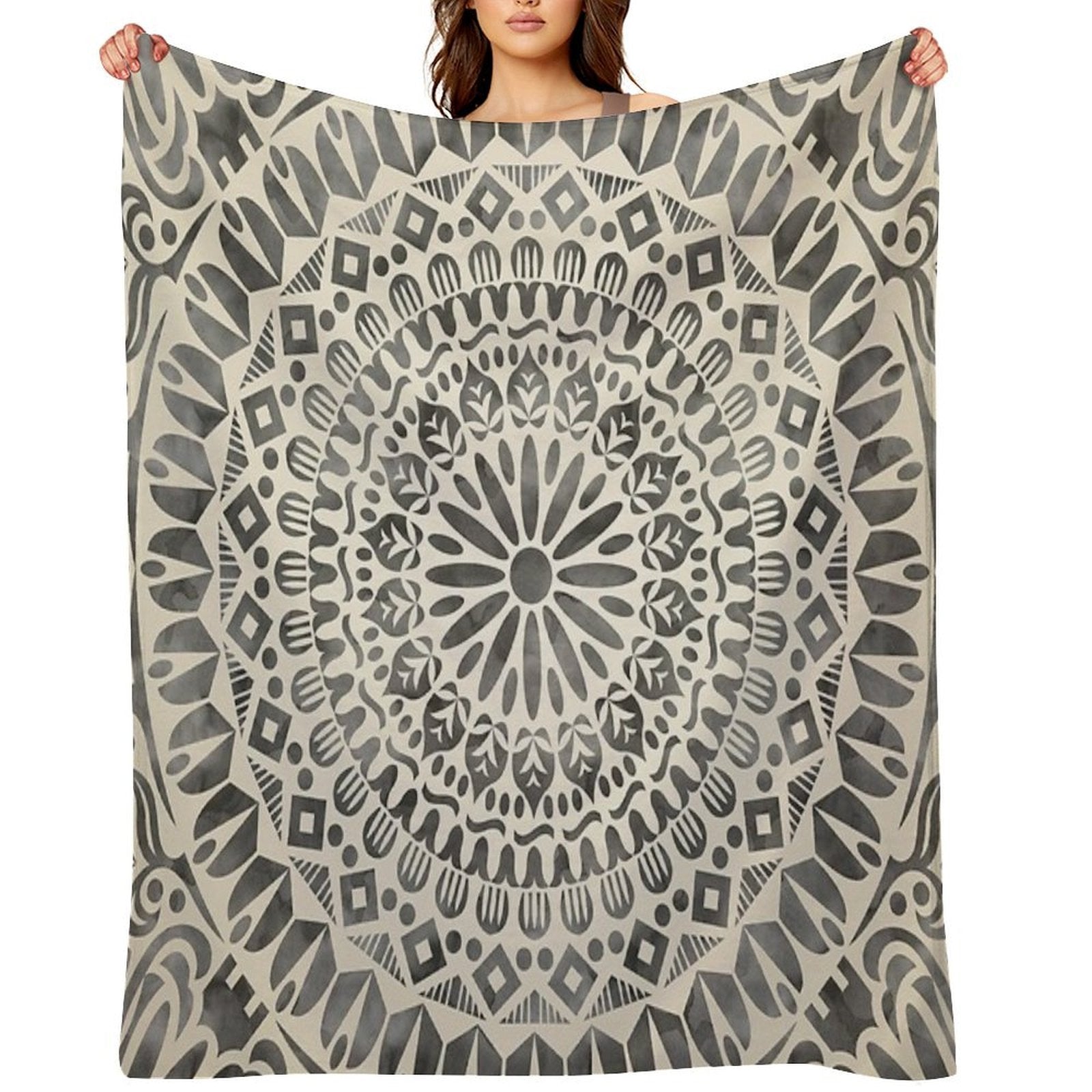 Watercolor Mandala Mandala13w Easy Care Throw Blanket