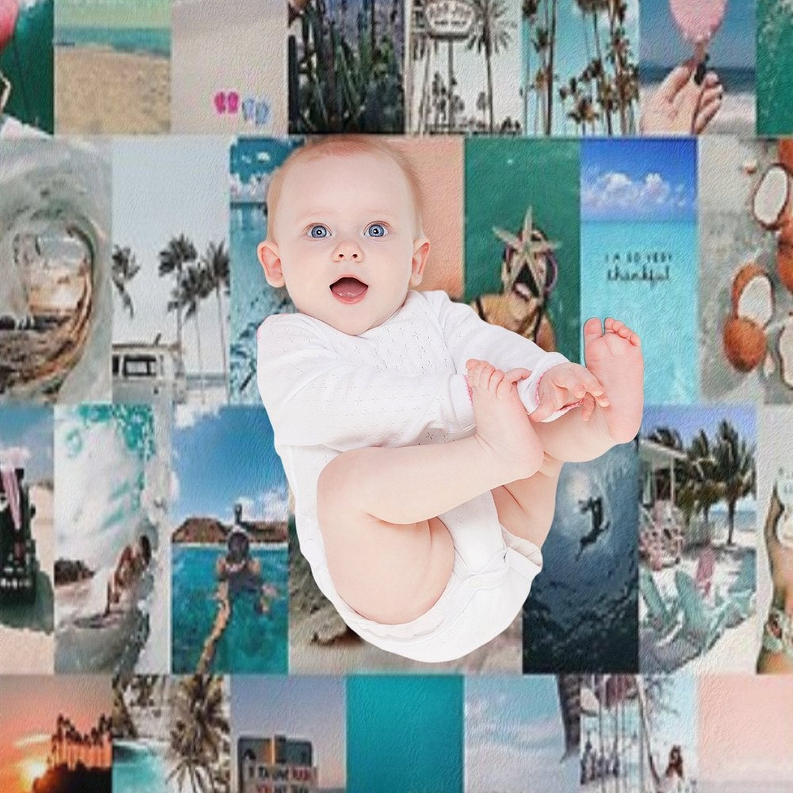 Beach Aesthetic Collage Durable Throw Blanket