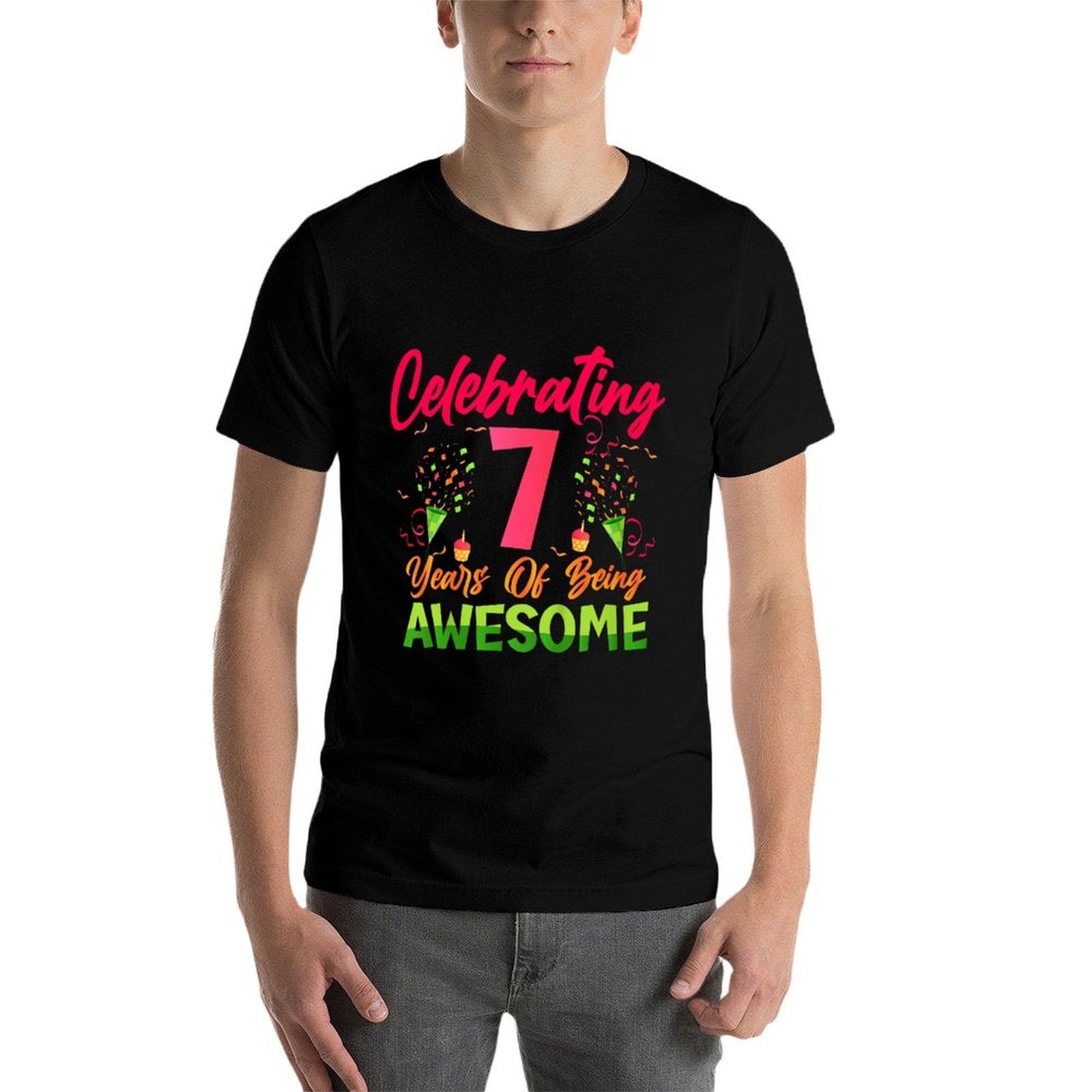 Kids Celebrating 7 Years of Awesome! 7th Birthday Seven Years Old Comfortable T-Shirt