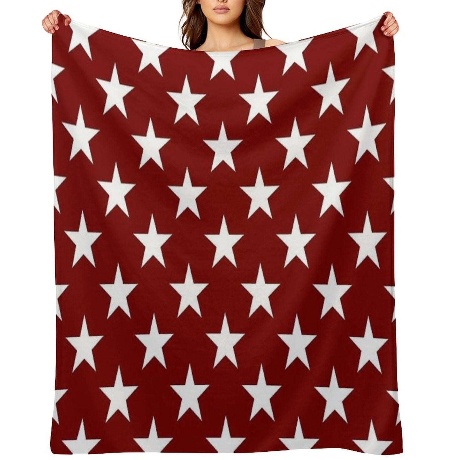 Stars on Crimson Velvety-soft Throw Blanket