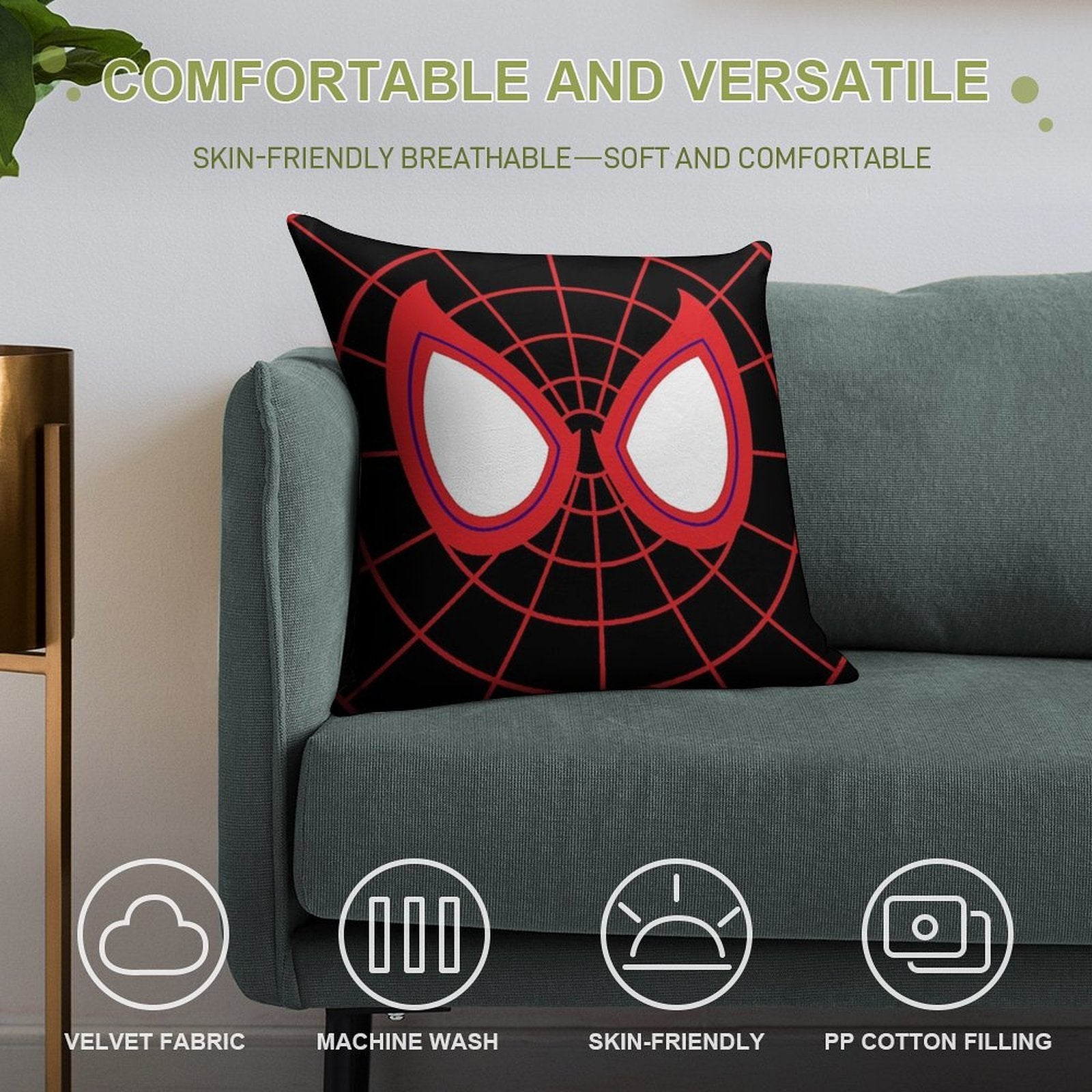 Miles Morales Eyes Soft Multiple Sizes Throw Pillow