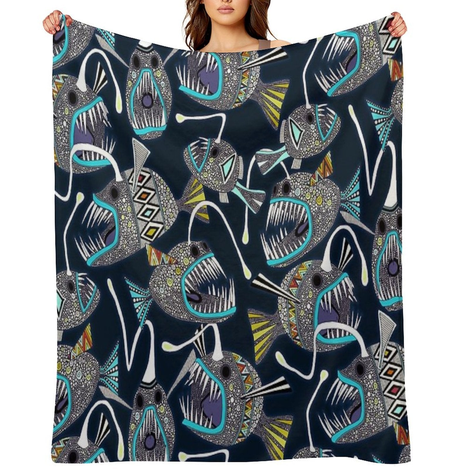 Deep Sea Anglerfish Velvety-soft Throw Blanket