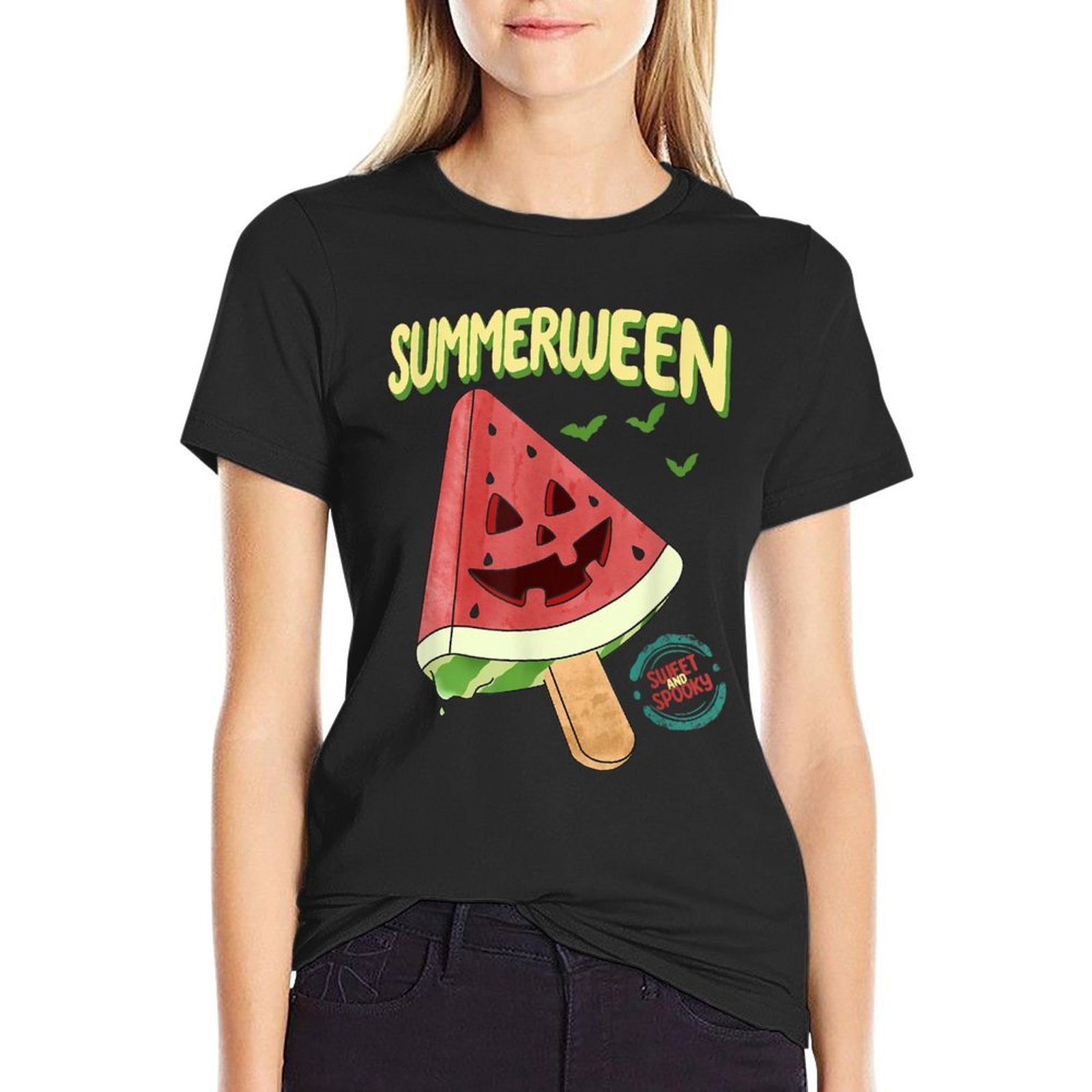 Summerween Sweet And Spooky Halloween  Rolled Sleeves T-Shirt