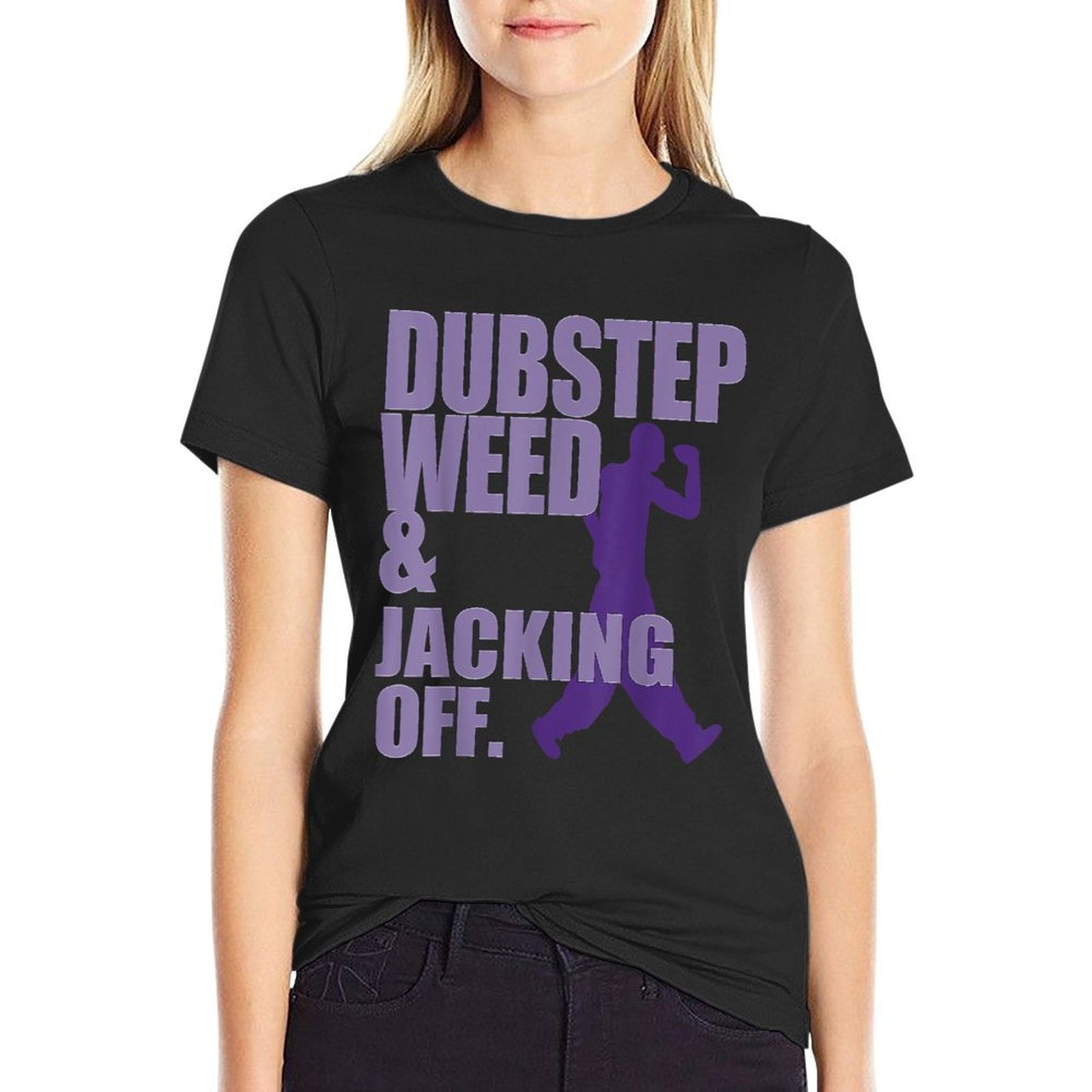 Dubstep Weed And Jacking Off Funny  Ribbed Collar T-Shirt