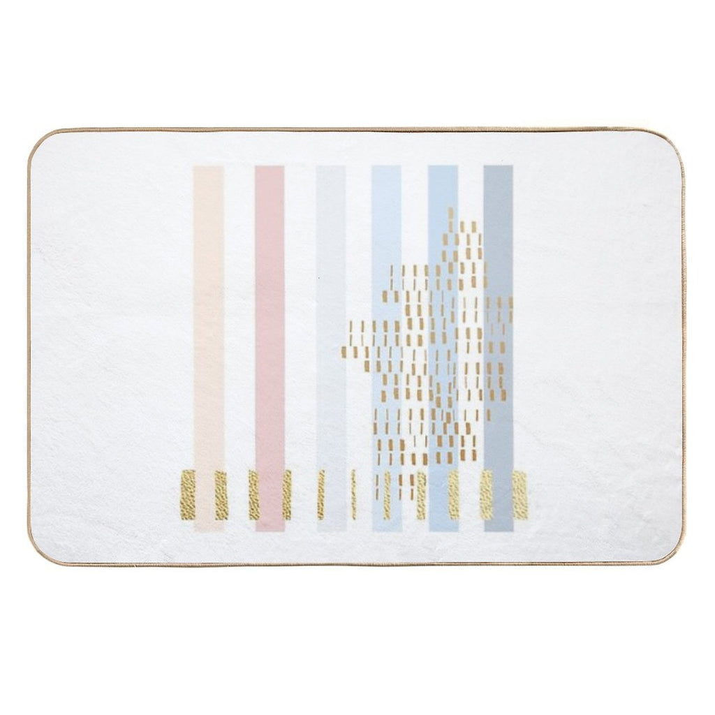 Pastel Stripe with Faded Gold  Repositionable Bath Mat