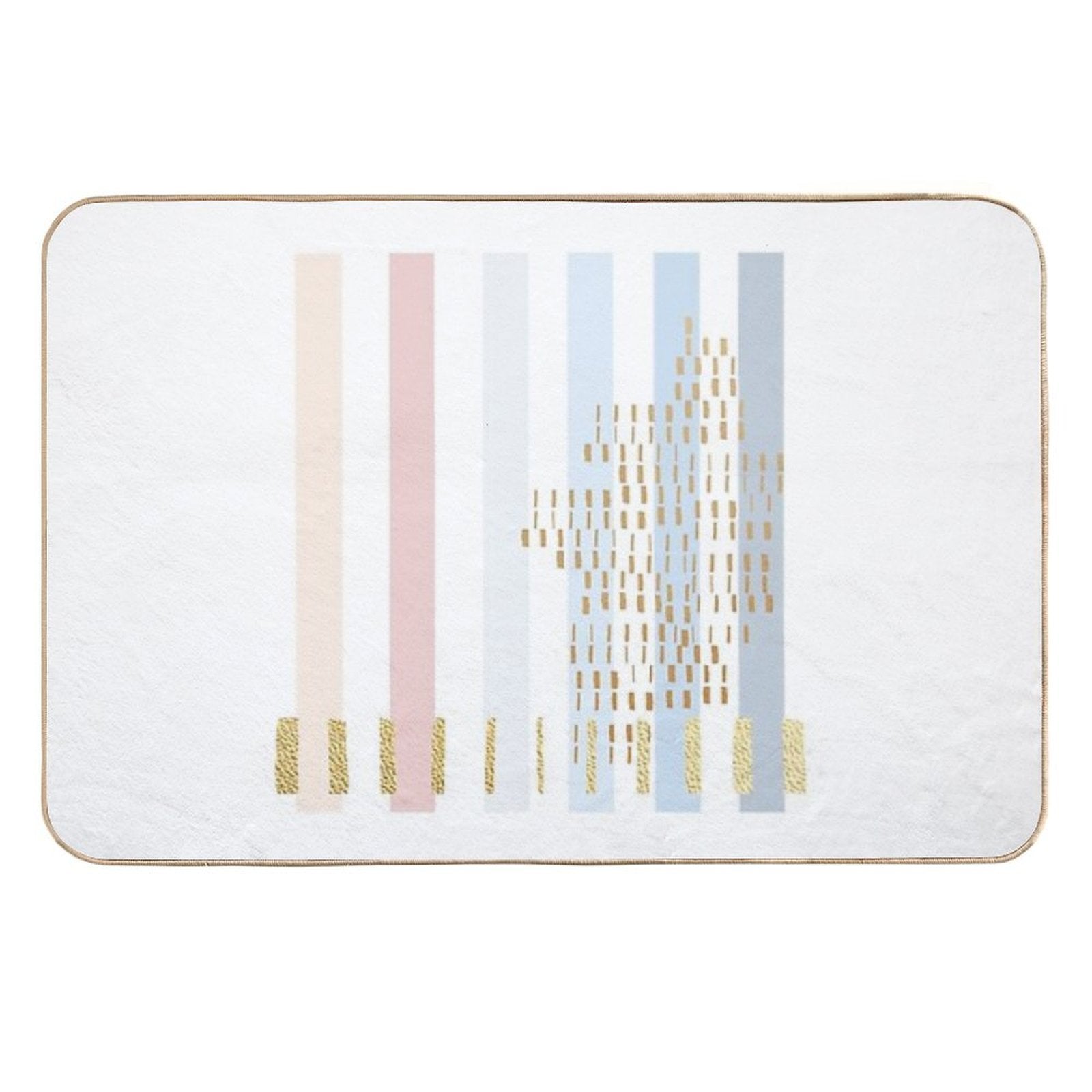 Pastel Stripe with Faded Gold  Repositionable Bath Mat