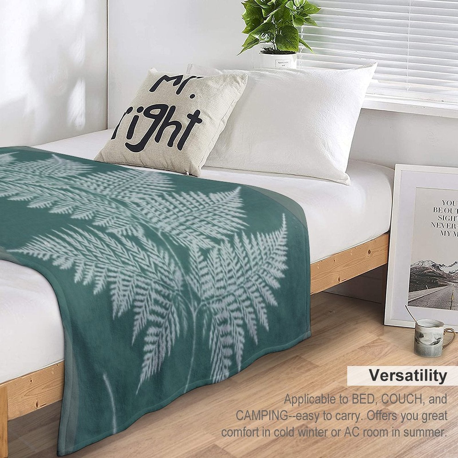 Green Fern Anti-pilling Throw Blanket