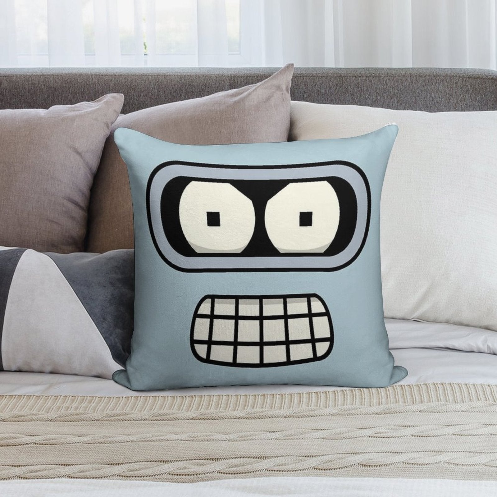 Bender's Face Soft Skin-Friendly Throw Pillow
