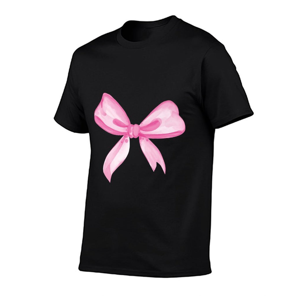 Aesthetic Pink Bow in Watercolor on Black Premium  Moisture-wicking T-Shirt