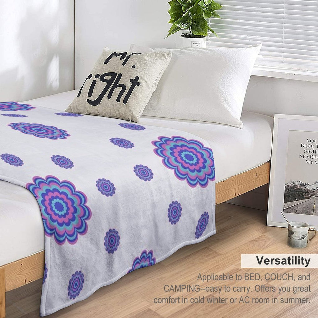 Psychedelic Floral Mandala Pattern Velvety-soft Throw Blanket