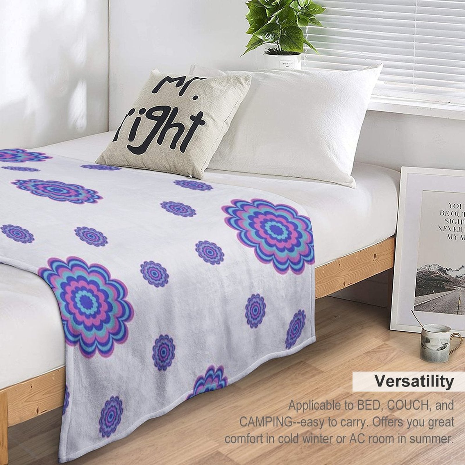 Psychedelic Floral Mandala Pattern Velvety-soft Throw Blanket