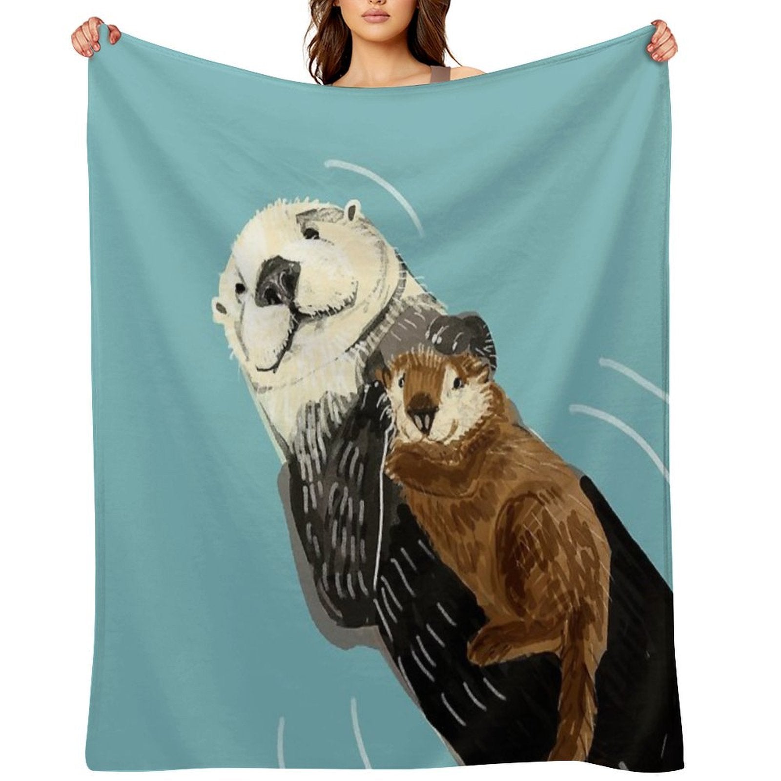 Alaska Sea Otter Mom And Baby Multi-functional Throw Blanket