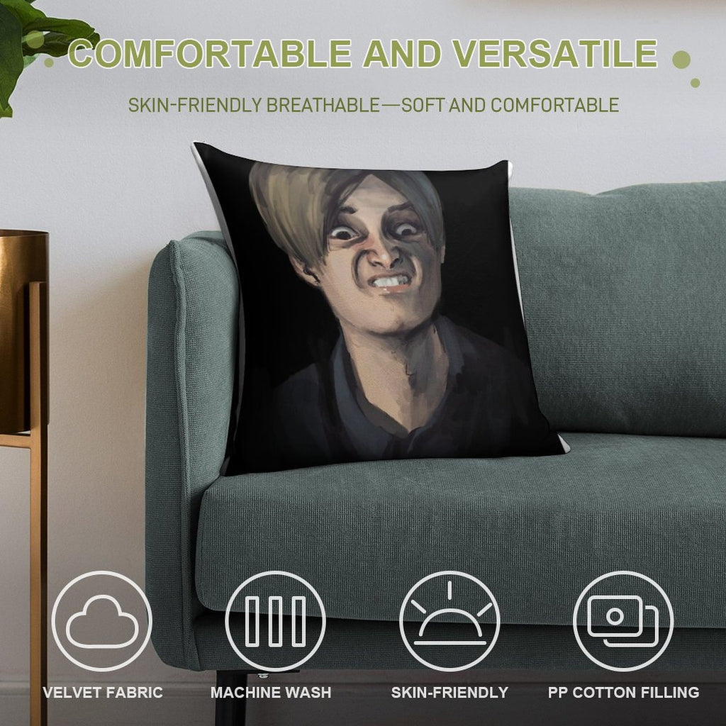 Leon Kennedy The Face - Resident Evil 2 Soft Fade-Resistant Throw Pillow