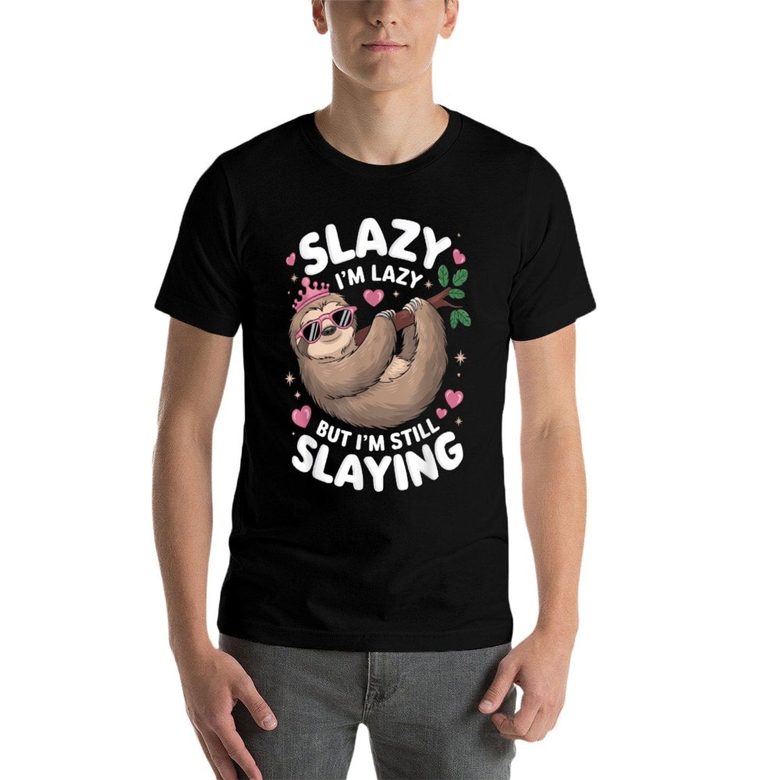 Cute Tween Girl Funny Animal Sloth Slay Meme Trendy Slazy  Polyester Blend T-Shirt