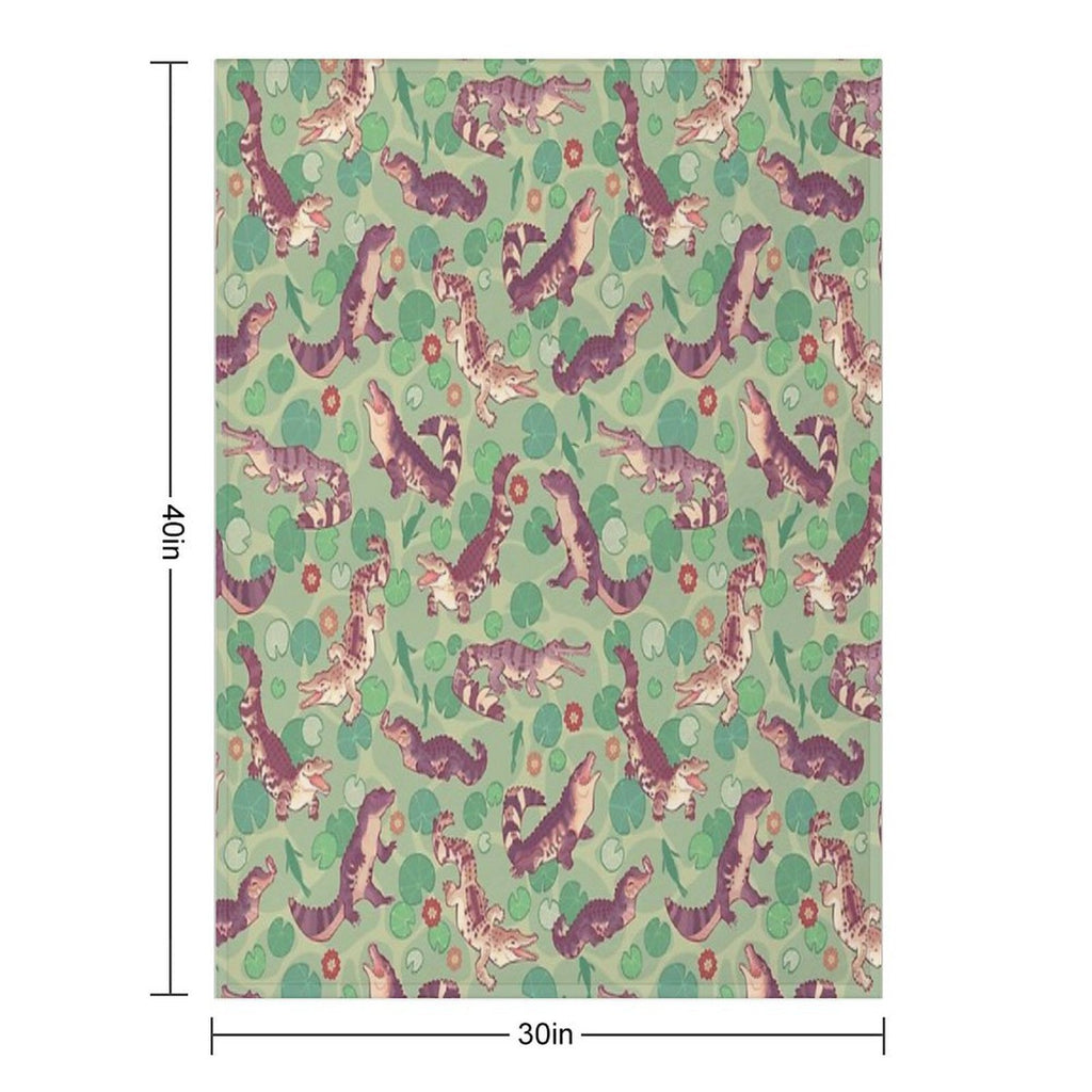 Crocodilians in Swampy Waters Sustainable Throw Blanket